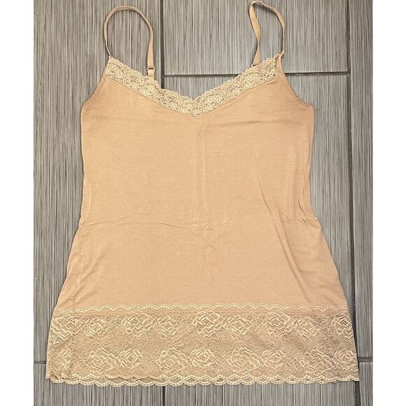 Two The Limited Lace Trim Cami Tanks Size Medium Purple And Beige - Picture 1 of 9